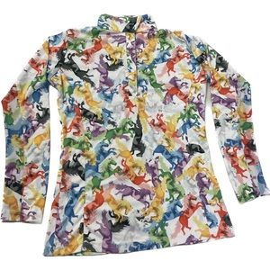 Equestrian Horse Show Long Sleeve Vented Shirt  Size Large